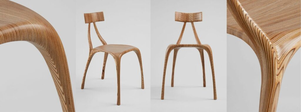 Pièce de design numérotée en bois . Chaise “Gracile” de Seraphyn Danet . 2023 par ATELIER FALHER